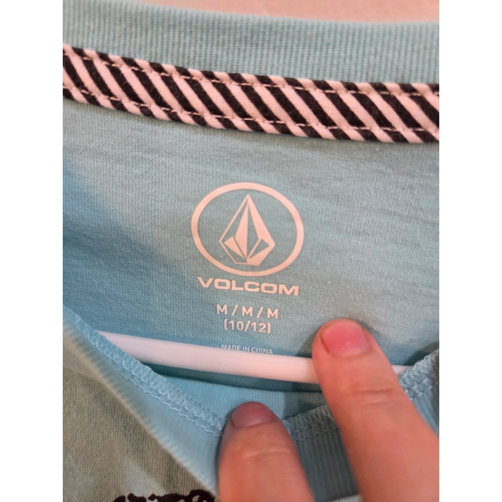 Volcom Boys Graphic T-Shirt Light Blue Aqua Stone Logo Size Medium 10/12 - Picture 3 of 5